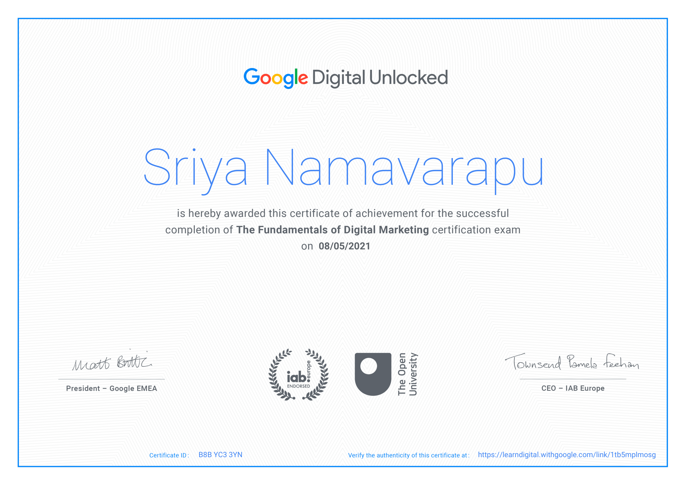 Google Fundamentals of Digital Marketing