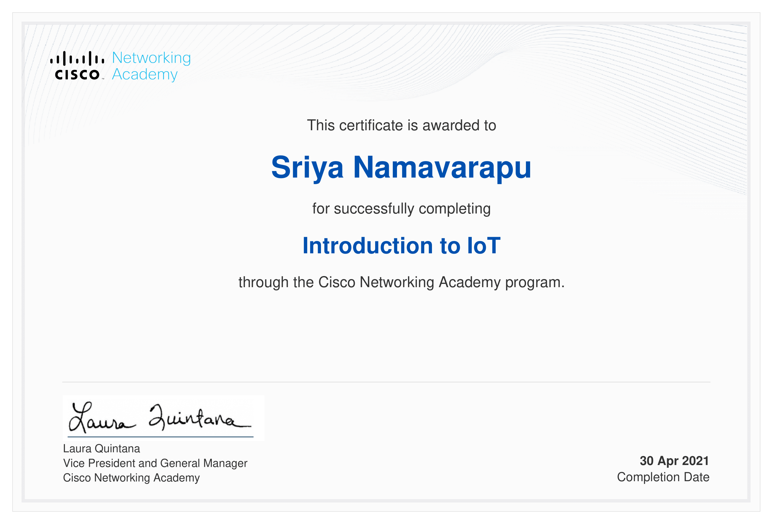 Cisco Introduction to IoT