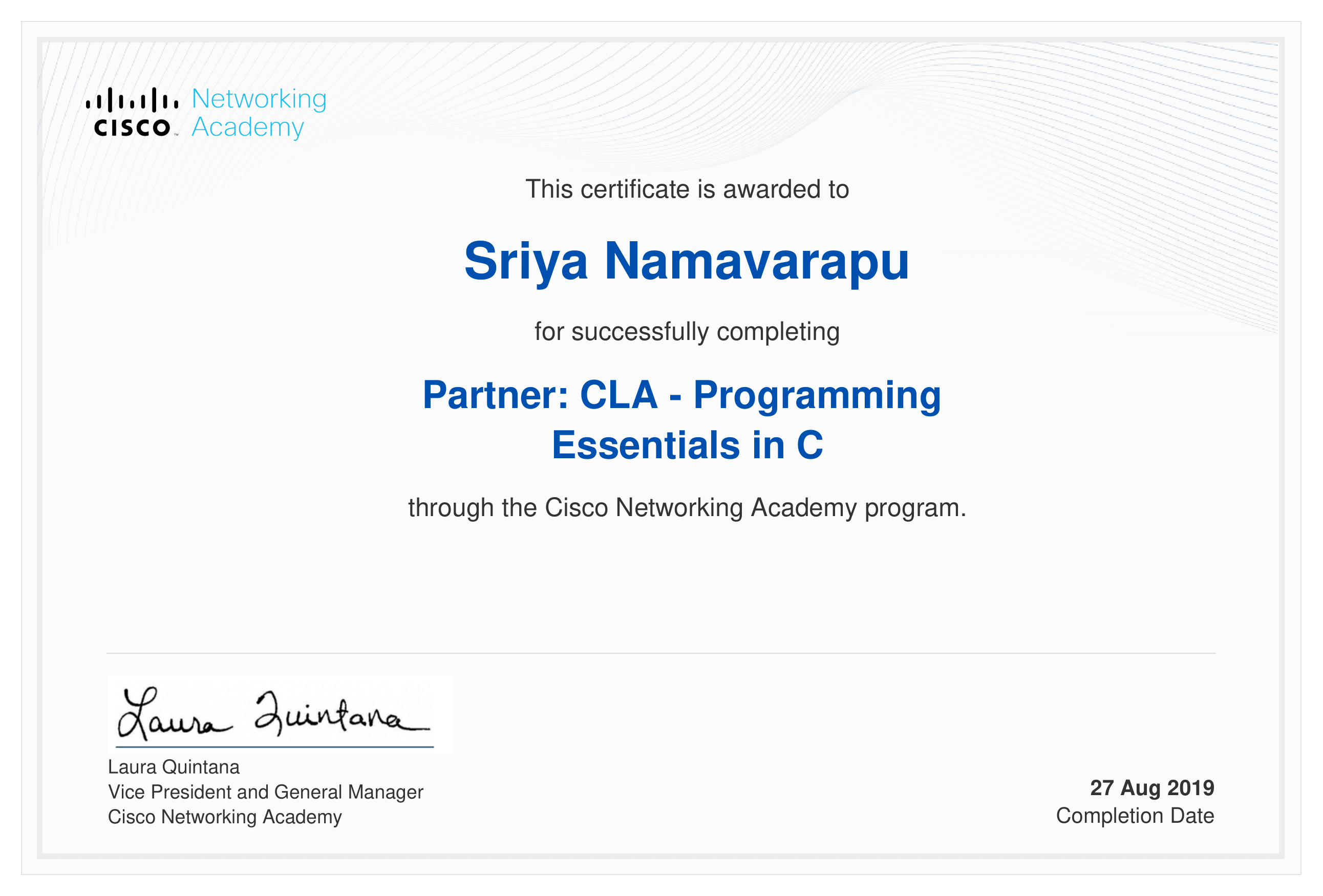Cisco Programming Essentials in C